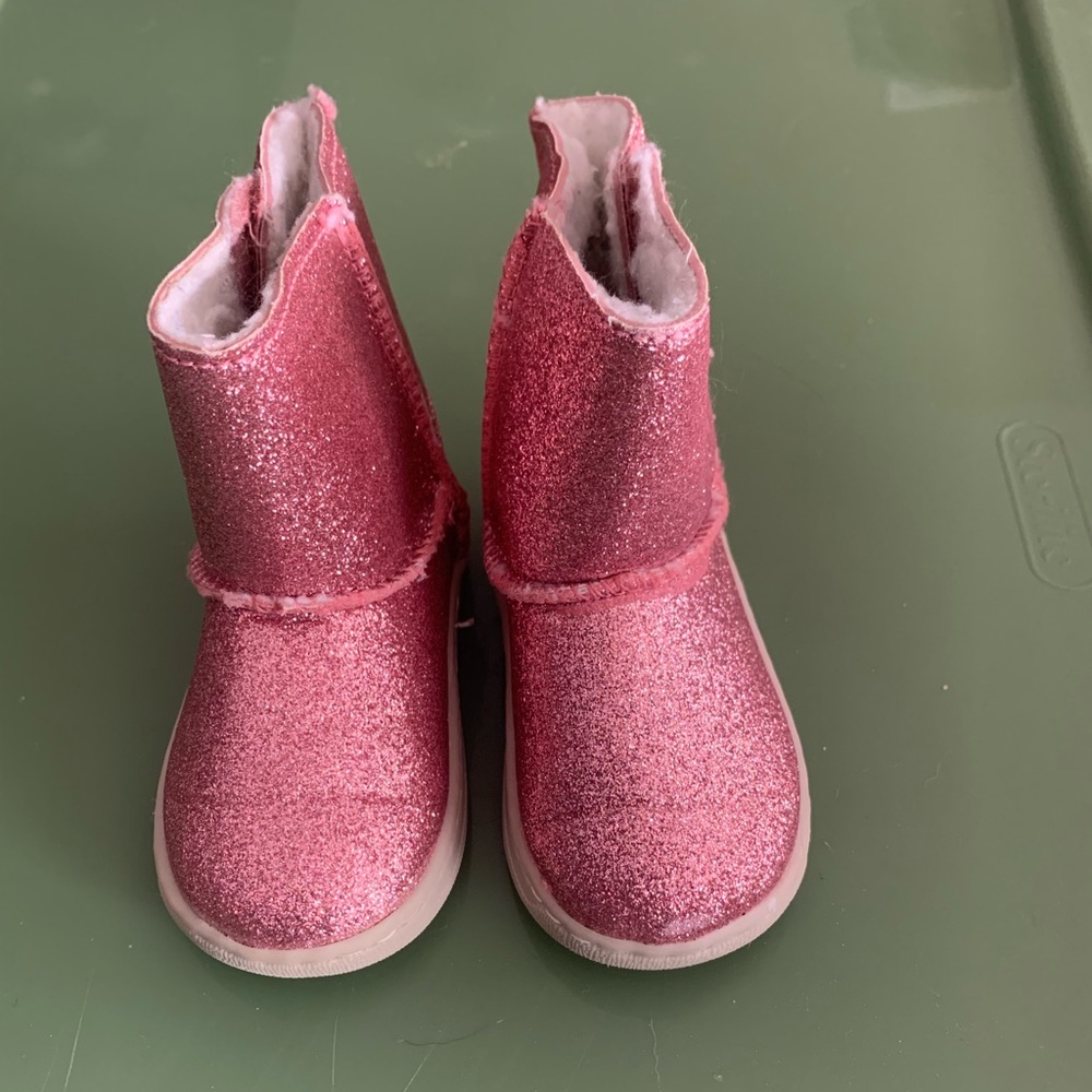 Pink sparkle toddler boots